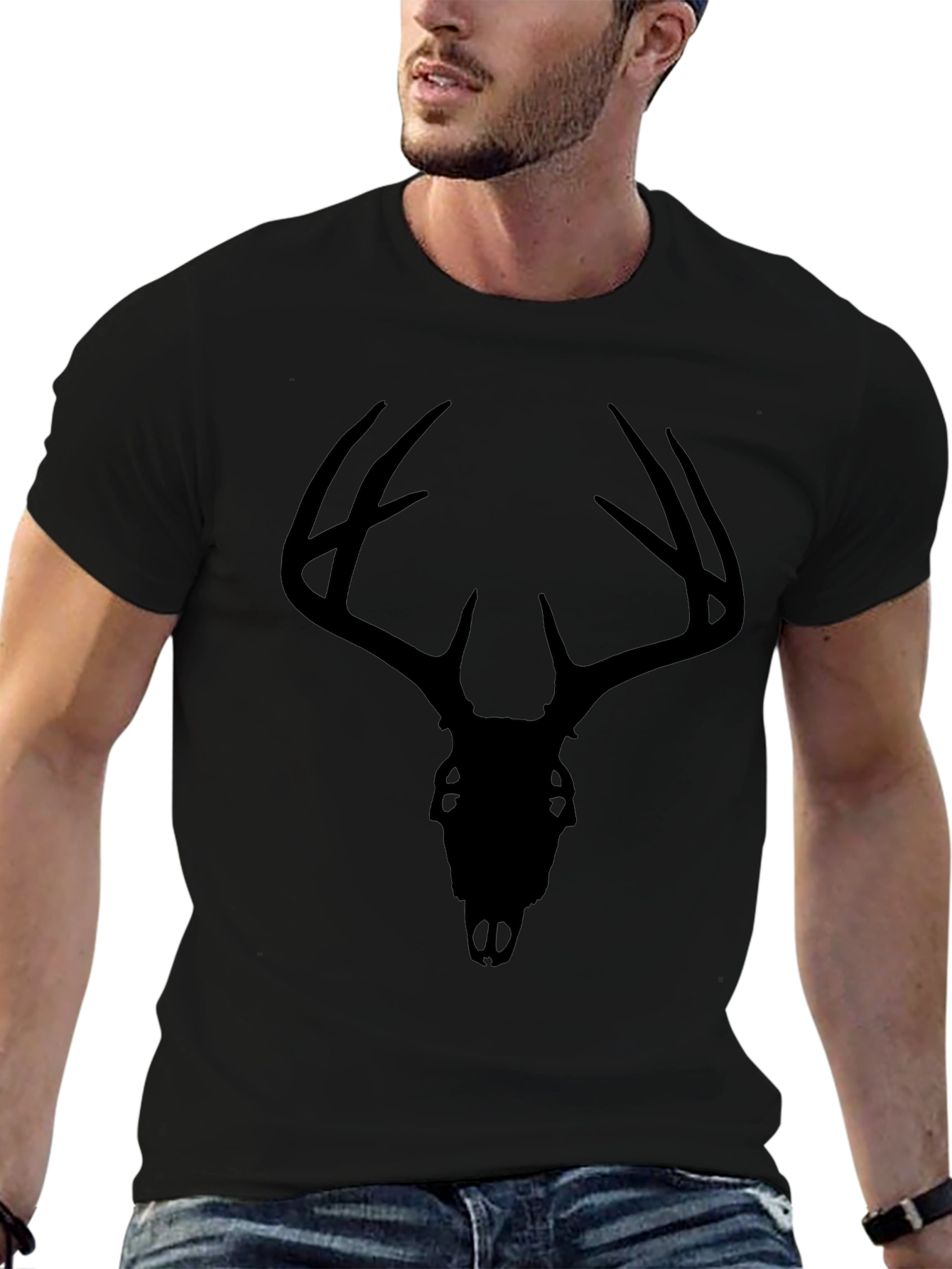 Deer Skull Graphic Tee - Black