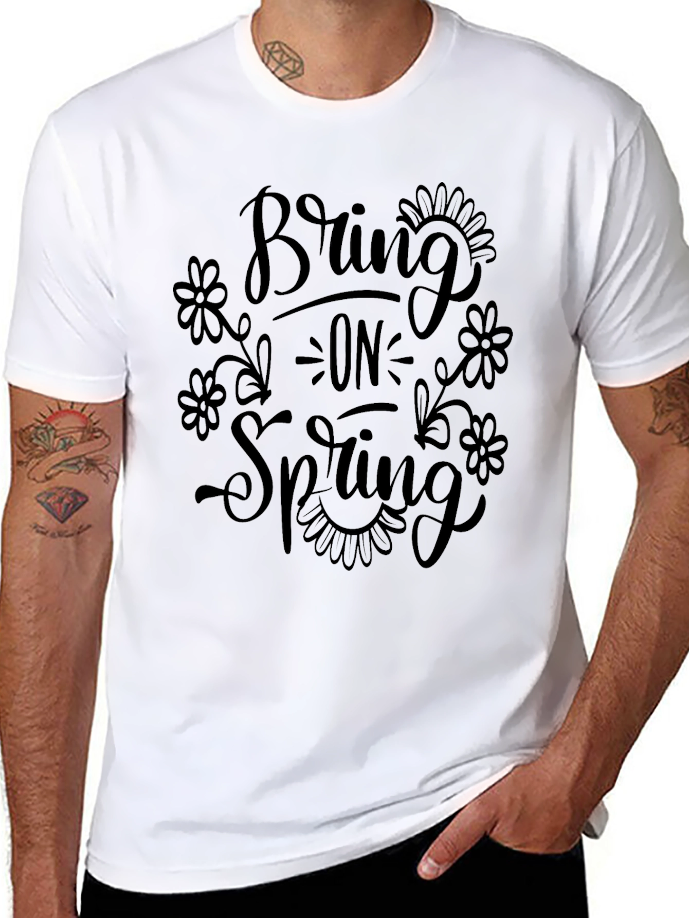 Bring on Spring Black Graphic Tee Shirt