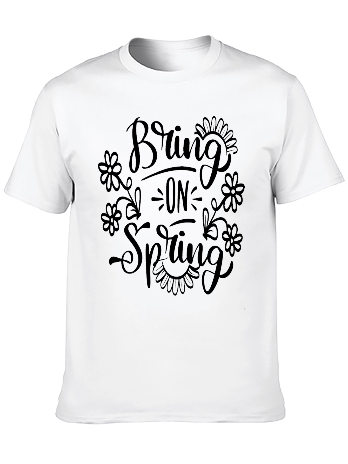 Bring on Spring Black Graphic Tee Shirt