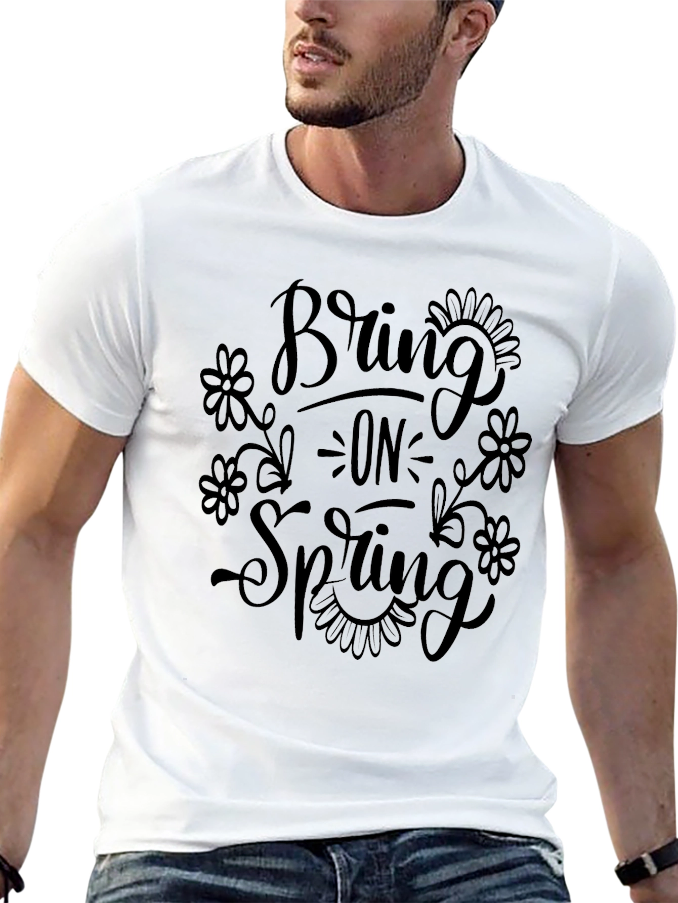 Bring on Spring Black Graphic Tee Shirt