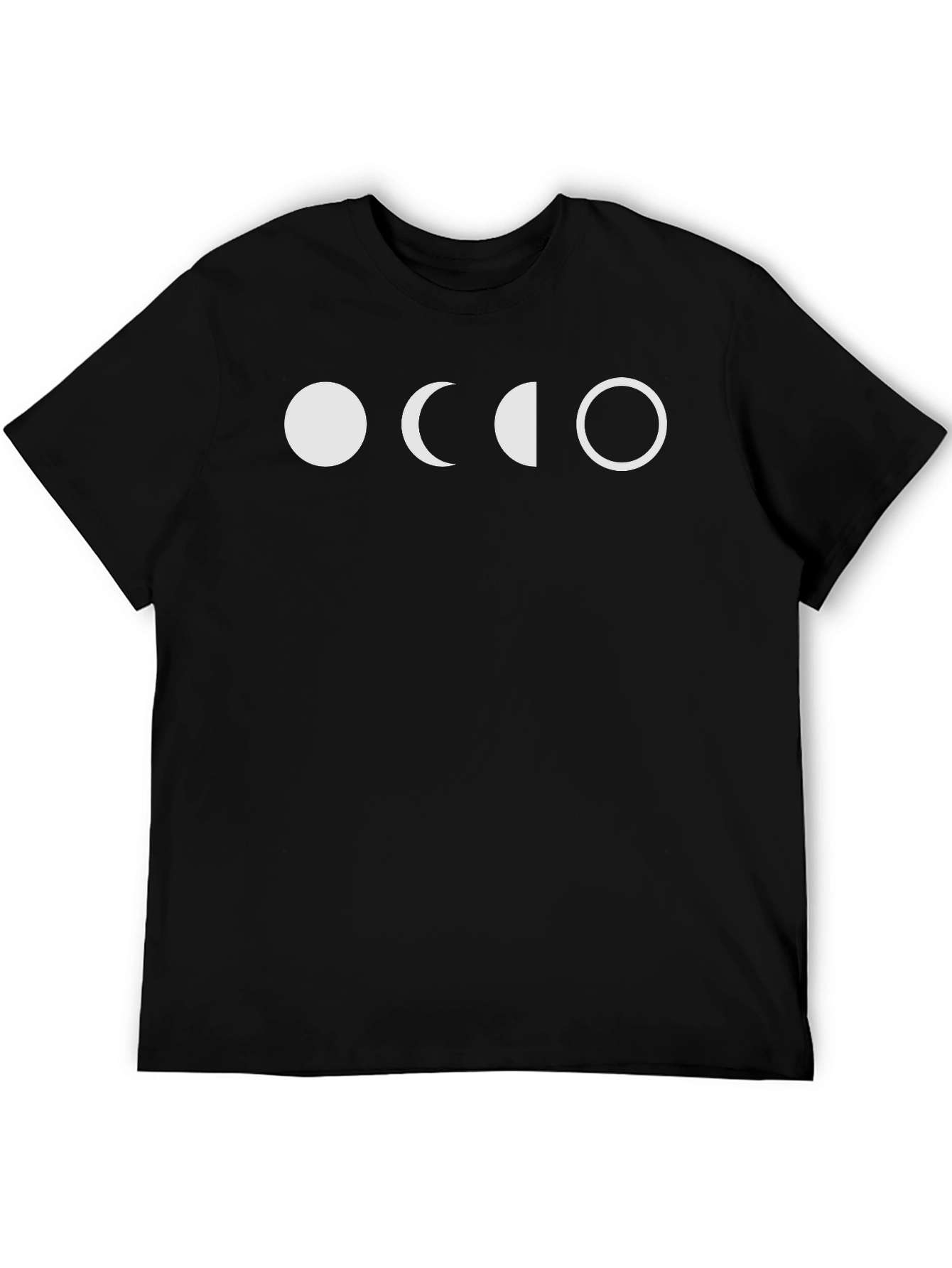 Lunar Phases Graphic Tee - Black Cotton Shirt