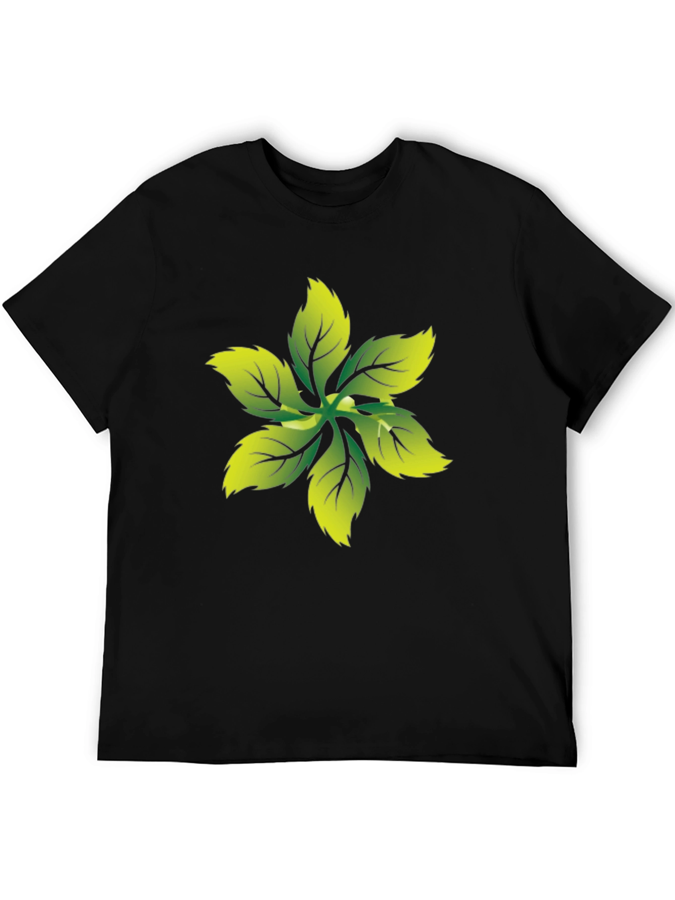 Leaf Print Black Tee - Nature Inspired Graphic T-Shirt