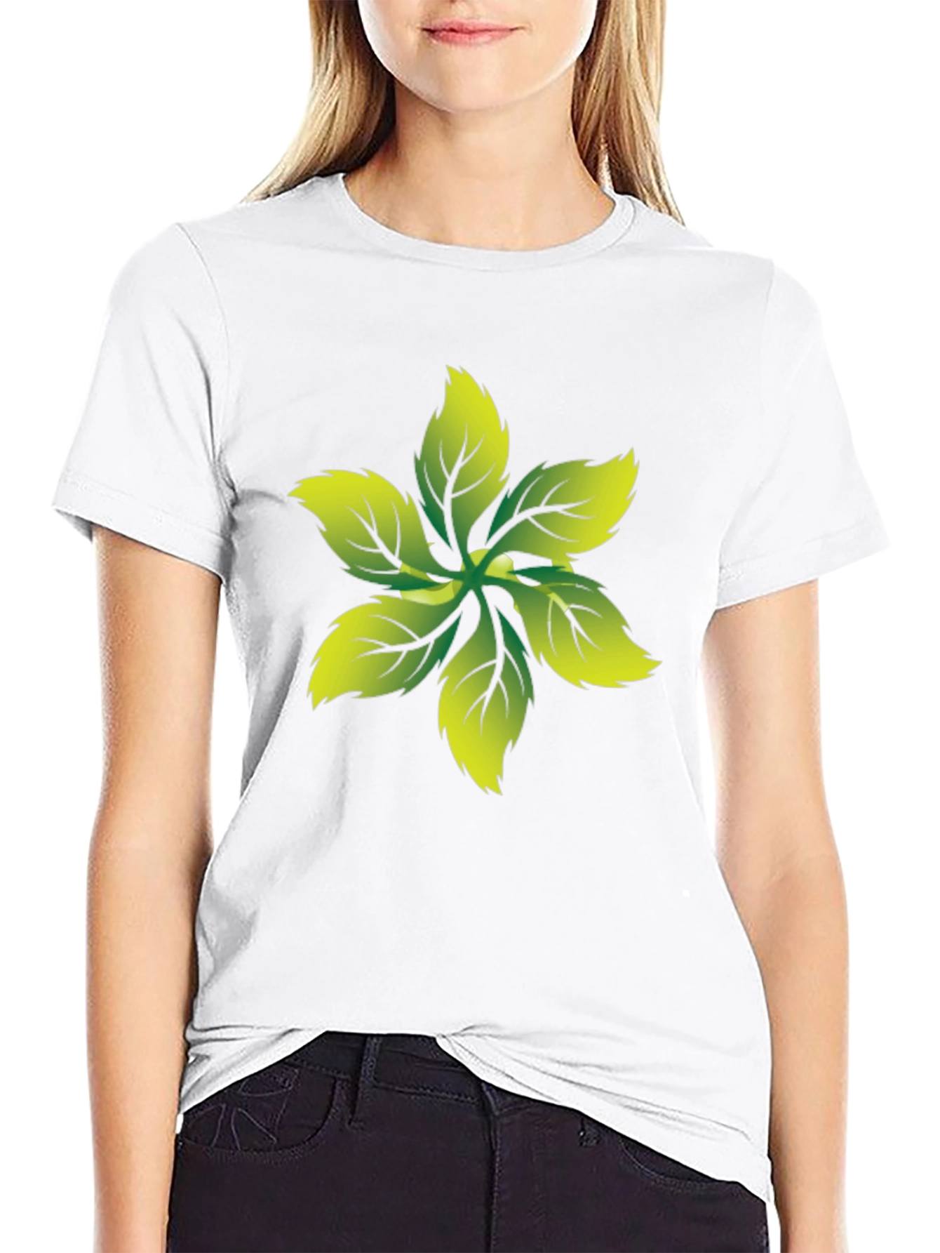 Leaf Print Black Tee - Nature Inspired Graphic T-Shirt