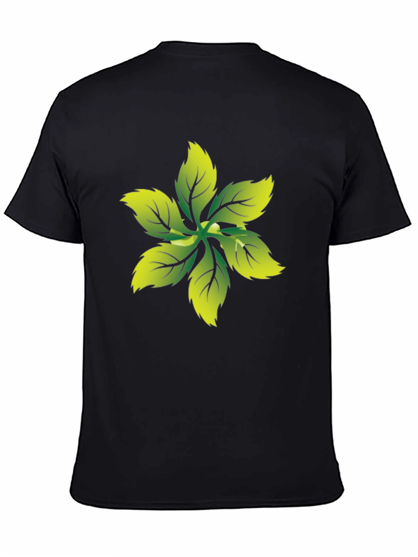 Leaf Print Black Tee - Nature Inspired Graphic T-Shirt