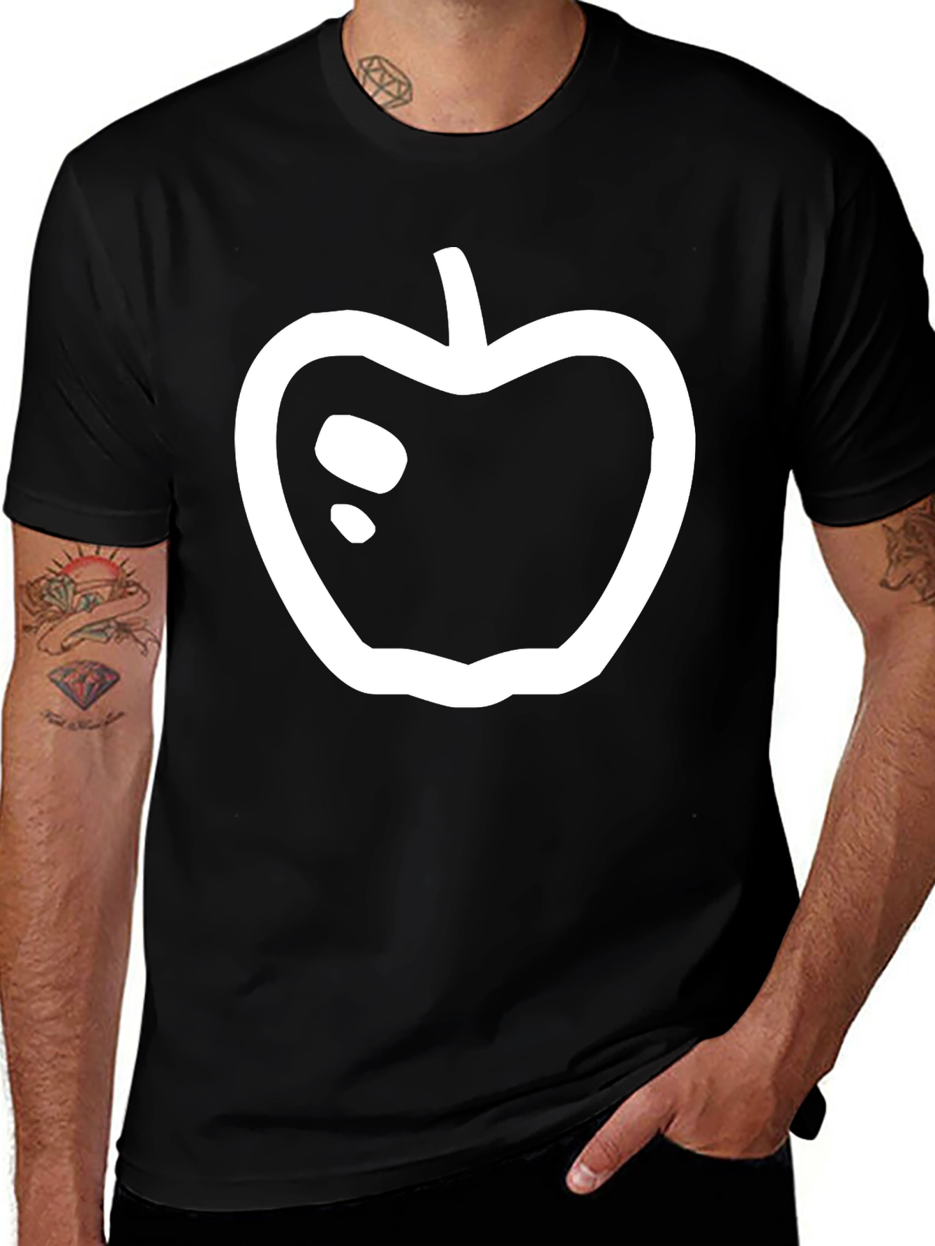 Black T-Shirt with Apple Graphic