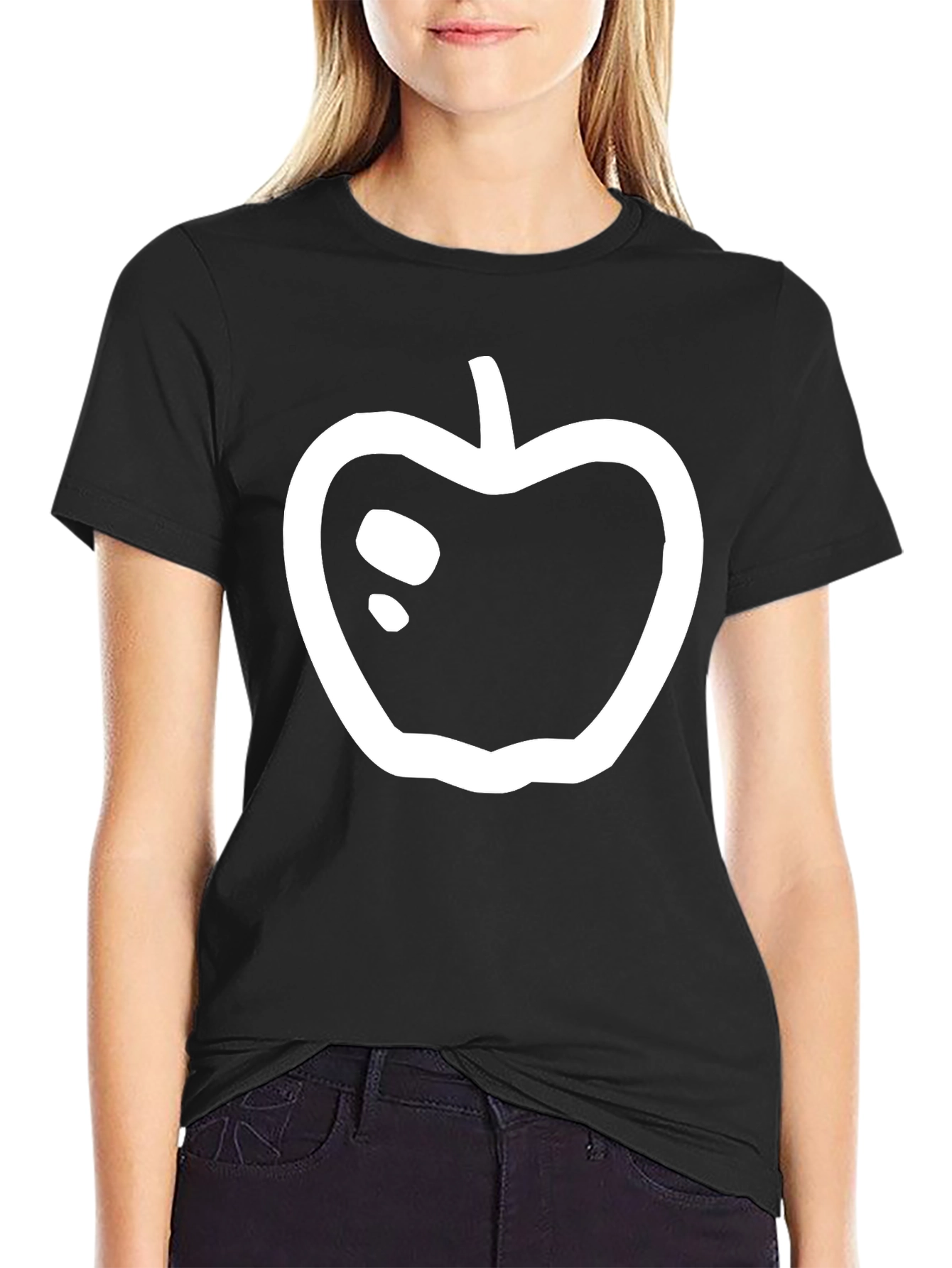 Black T-Shirt with Apple Graphic