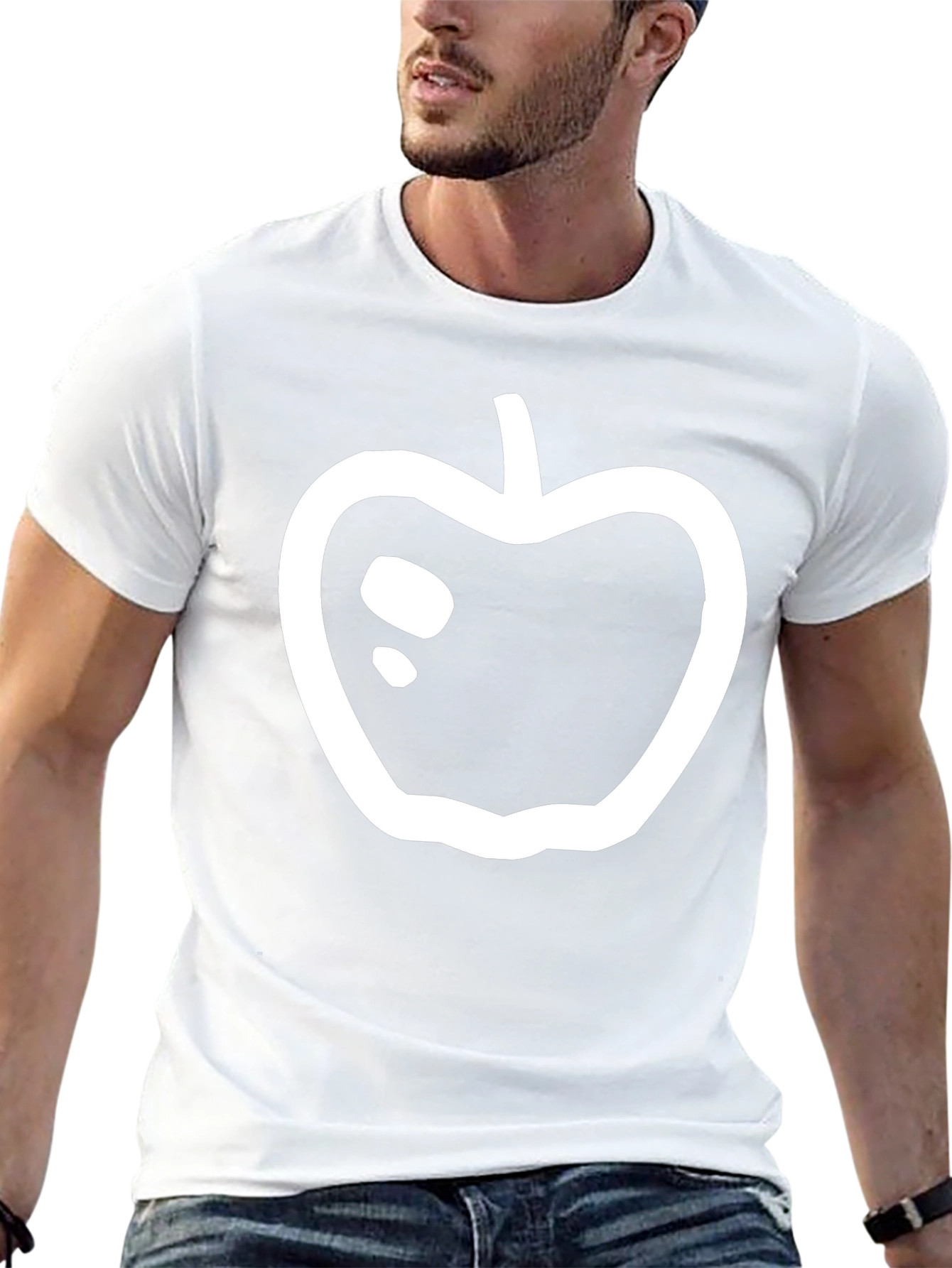 Black T-Shirt with Apple Graphic
