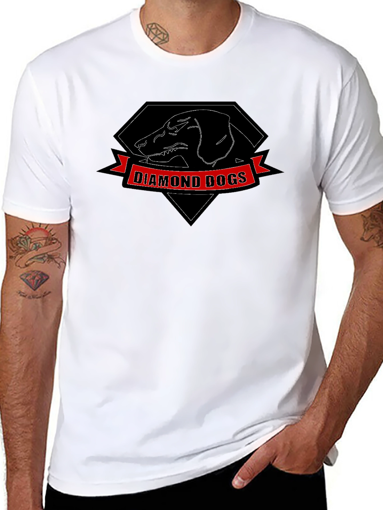 Diamond Dogs Graphic Print Black T-Shirt