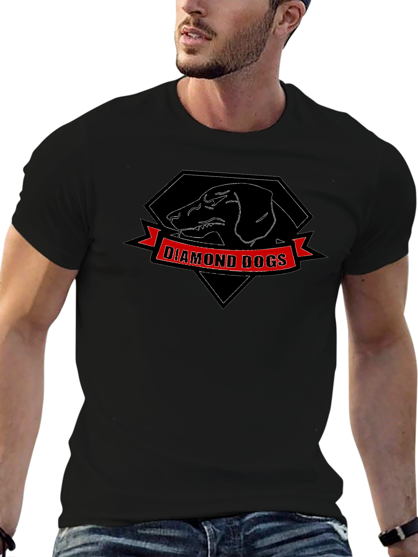 Diamond Dogs Graphic Print Black T-Shirt