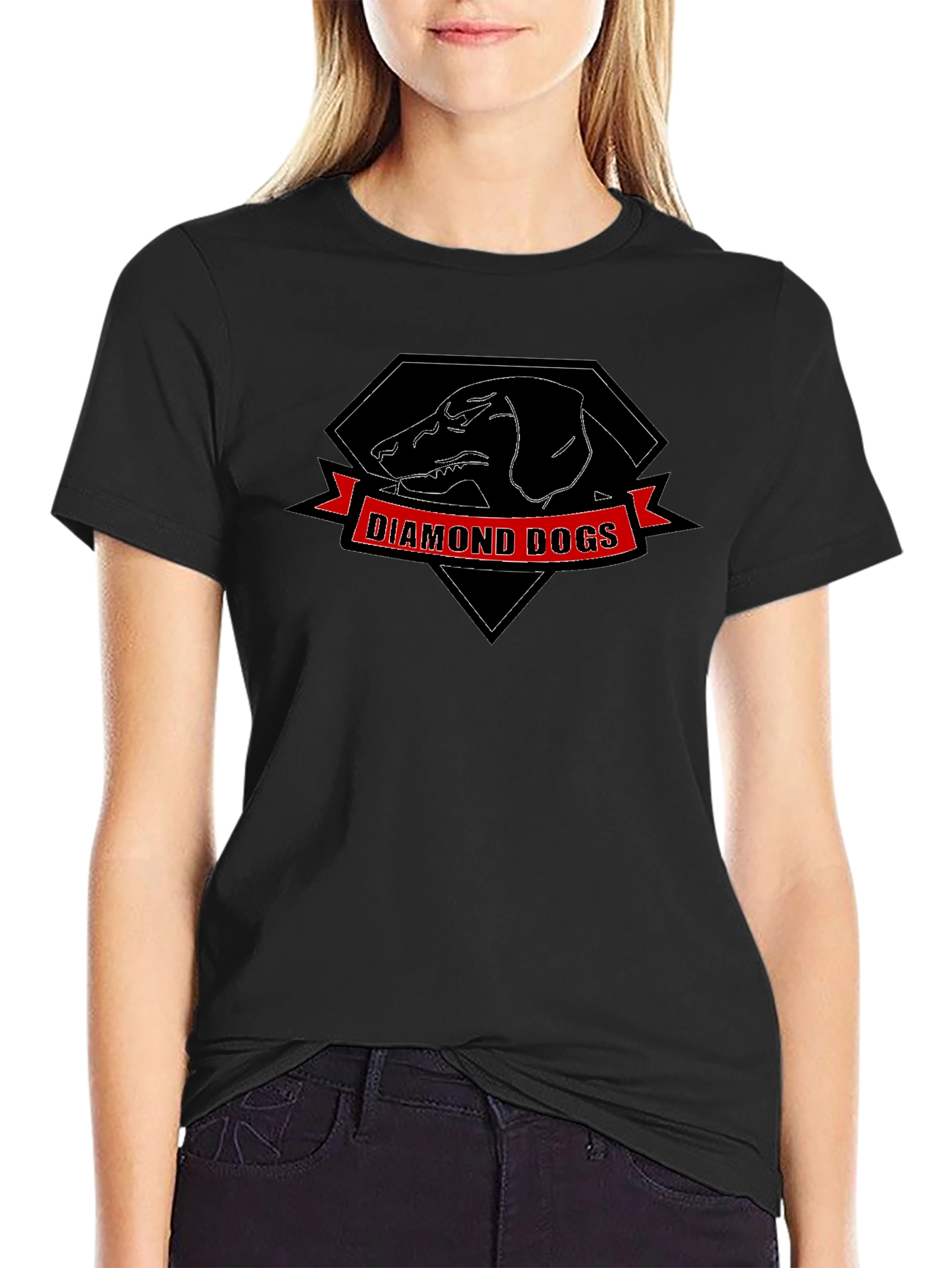 Diamond Dogs Graphic Print Black T-Shirt