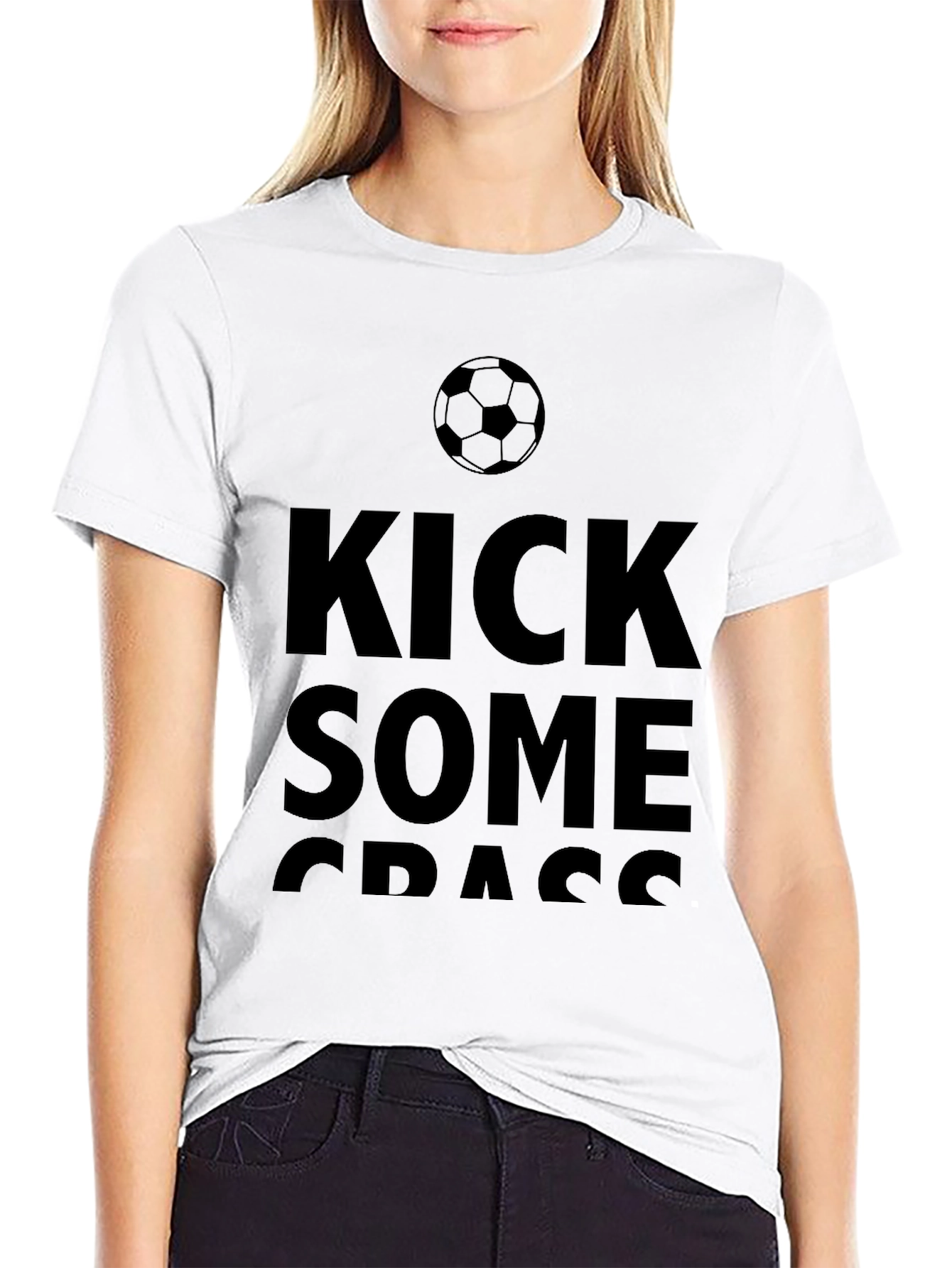 Kick Some Grass Soccer Graphic Tee - Black