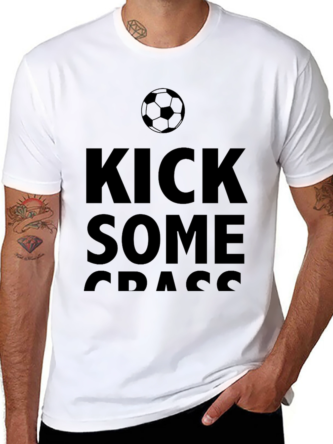 Kick Some Grass Soccer Graphic Tee - Black