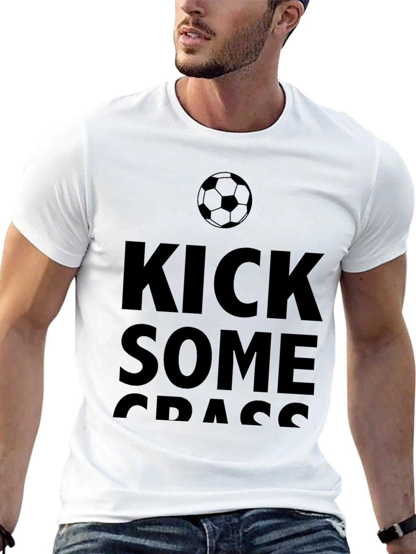 Kick Some Grass Soccer Graphic Tee - Black