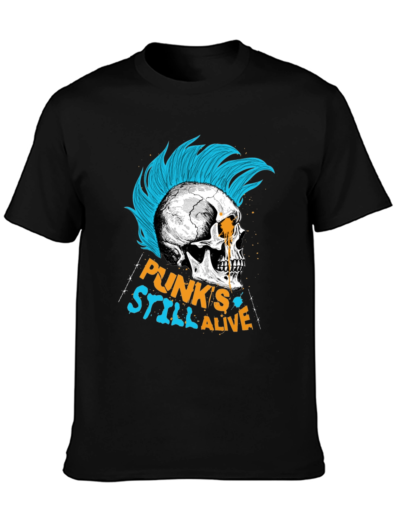 Punks Still Alive Graphic Tee - Skull Design