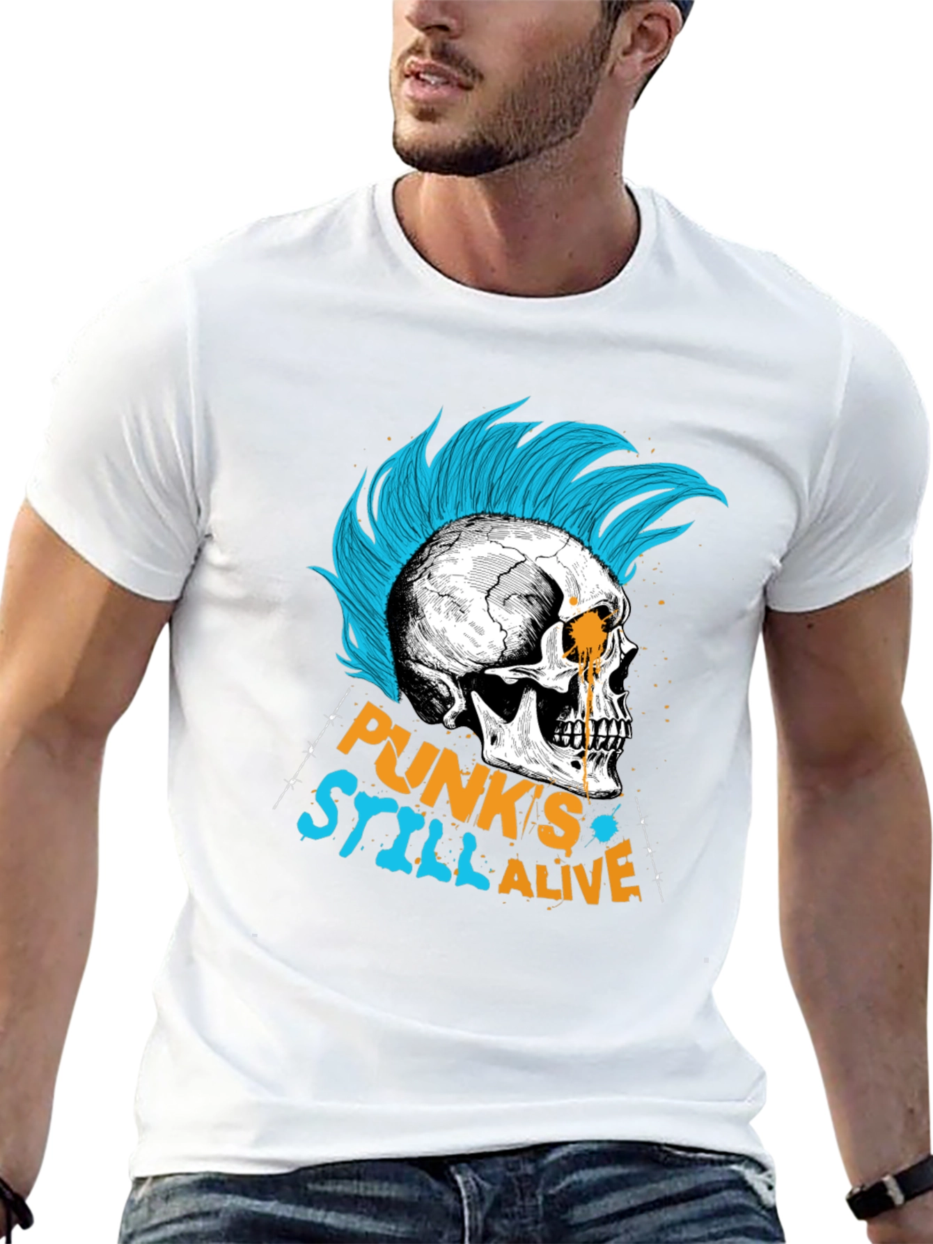 Punks Still Alive Graphic Tee - Skull Design