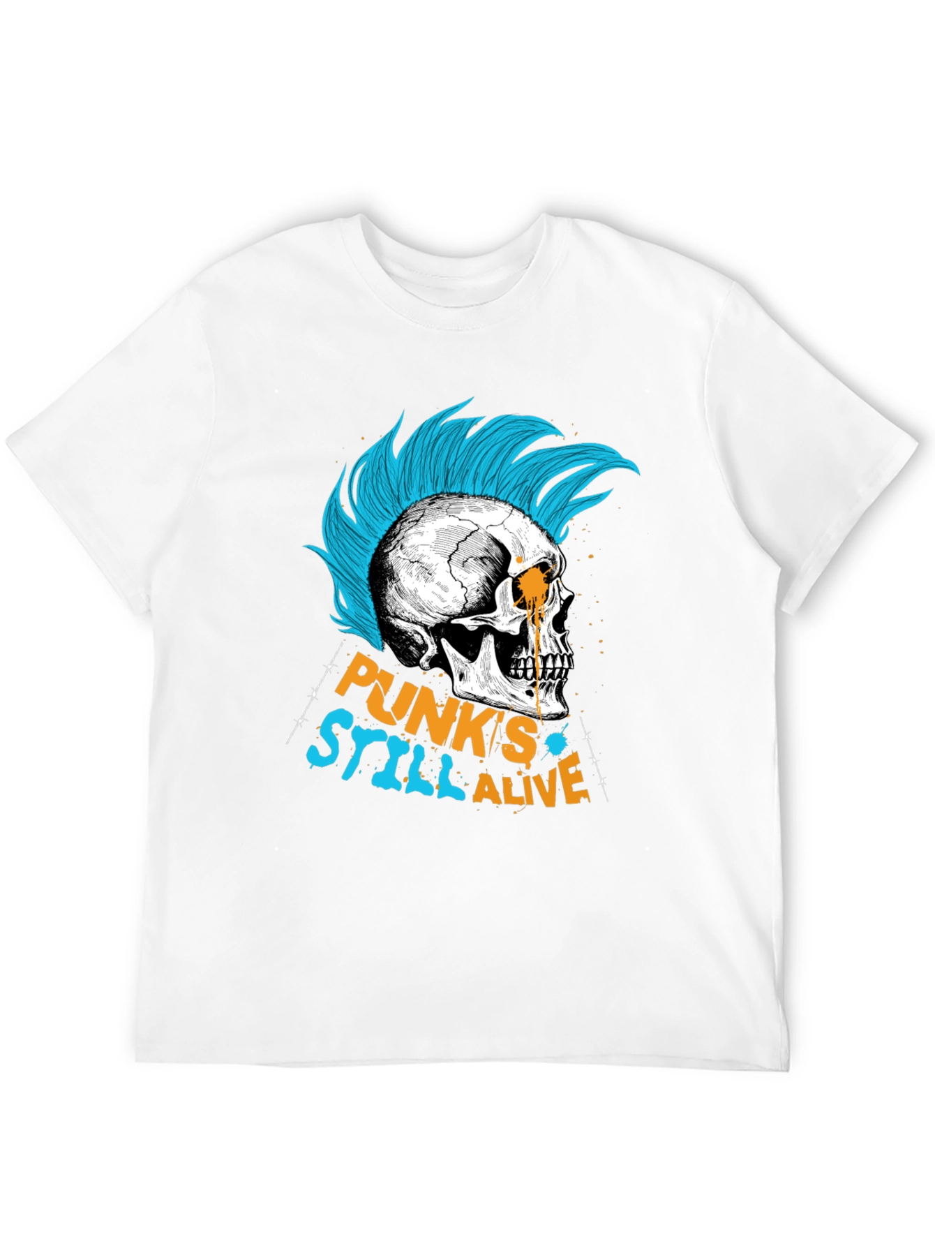 Punks Still Alive Graphic Tee - Skull Design