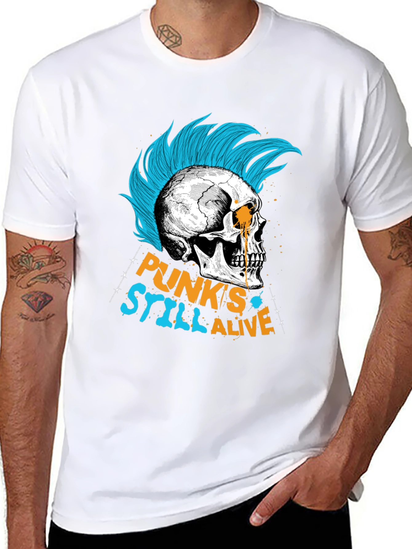 Punks Still Alive Graphic Tee - Skull Design