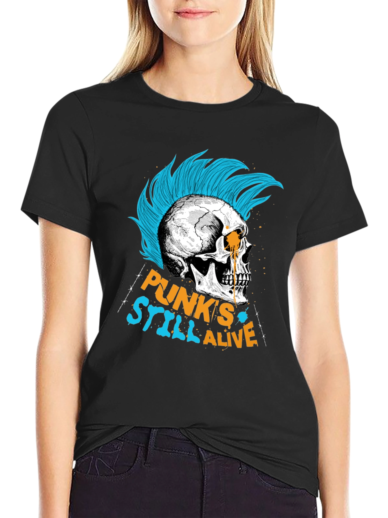 Punks Still Alive Graphic Tee - Skull Design