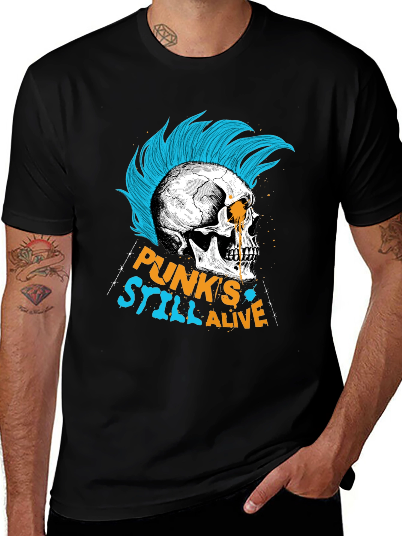 Punks Still Alive Graphic Tee - Skull Design