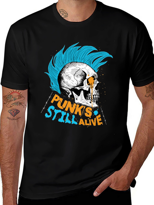 Punks Still Alive Graphic Tee - Skull Design