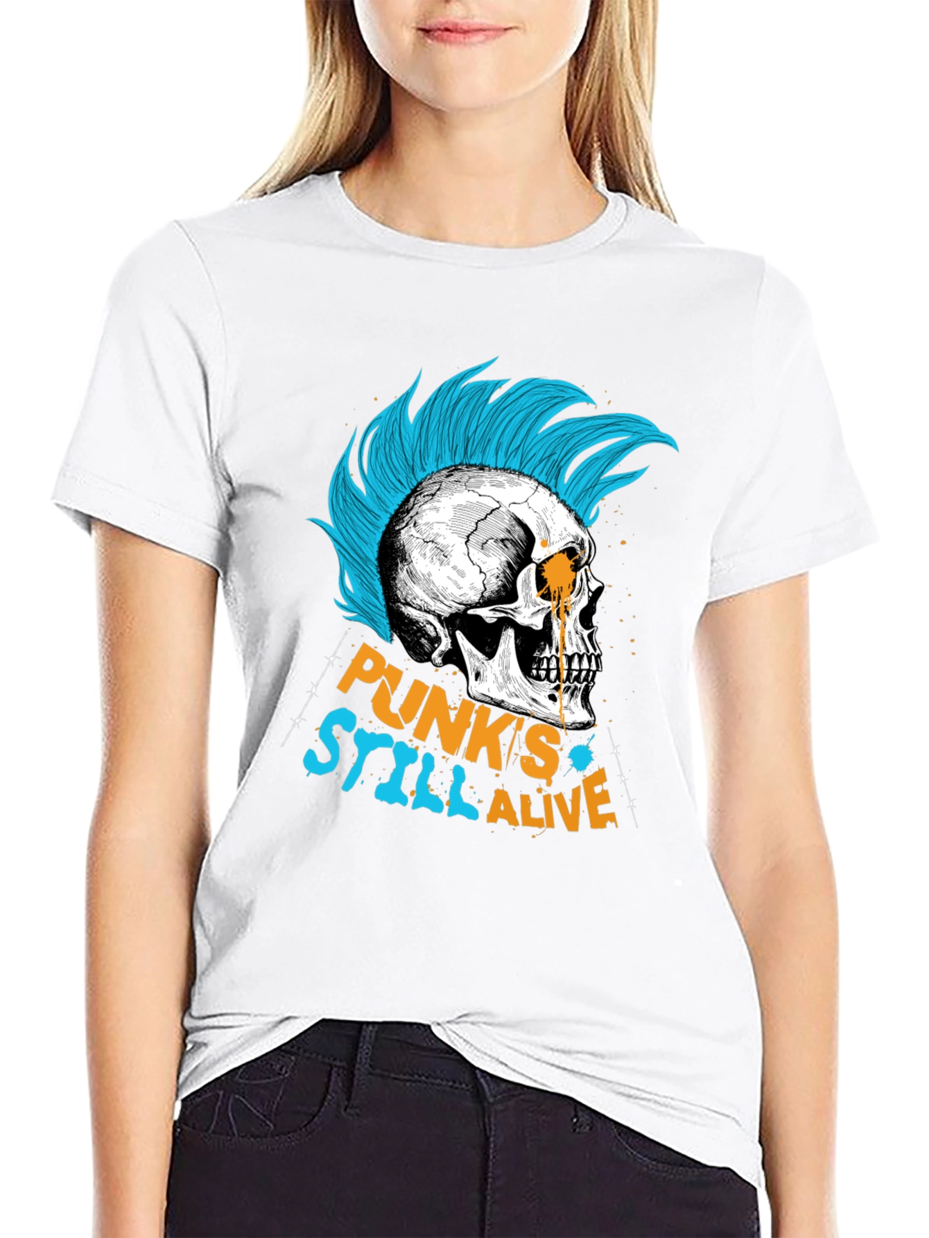 Punks Still Alive Graphic Tee - Skull Design