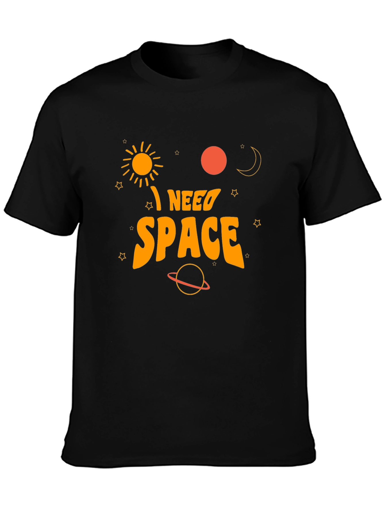 I Need Space Graphic Tee - Black Cotton T-Shirt