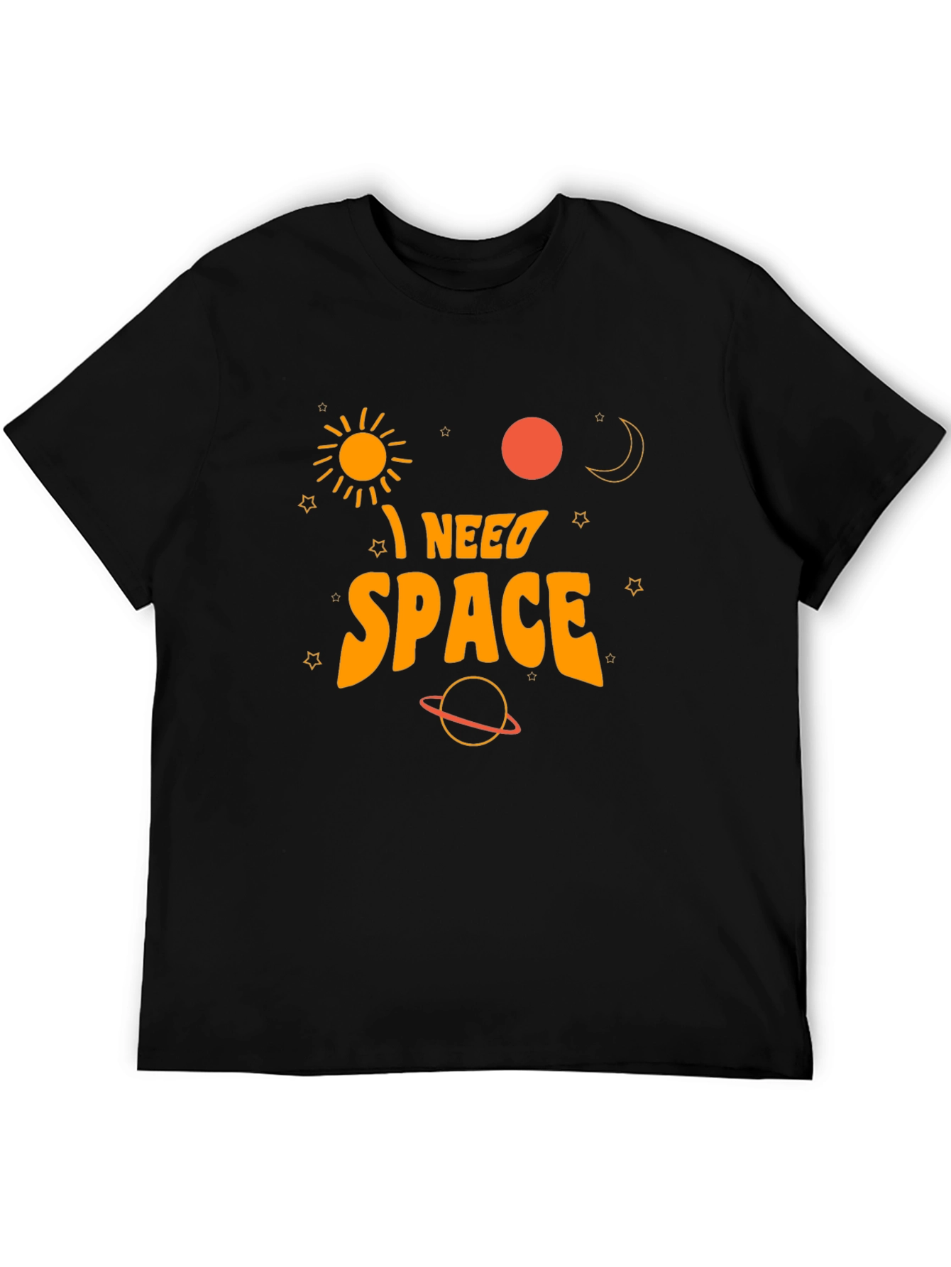 I Need Space Graphic Tee - Black Cotton T-Shirt