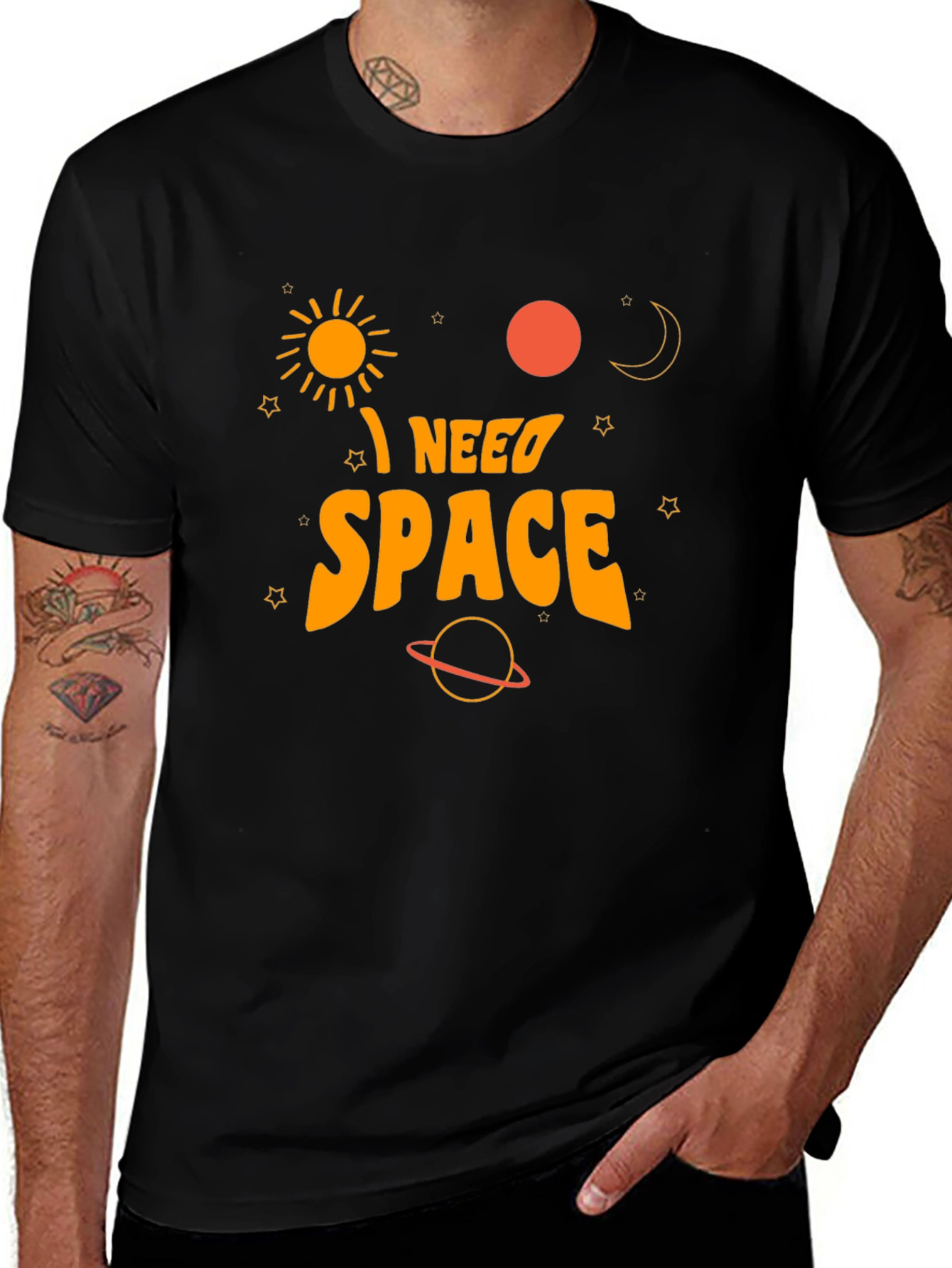 I Need Space Graphic Tee - Black Cotton T-Shirt