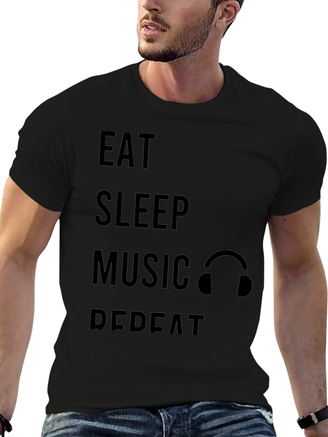 Eat Sleep Music Repeat Graphic T-Shirt