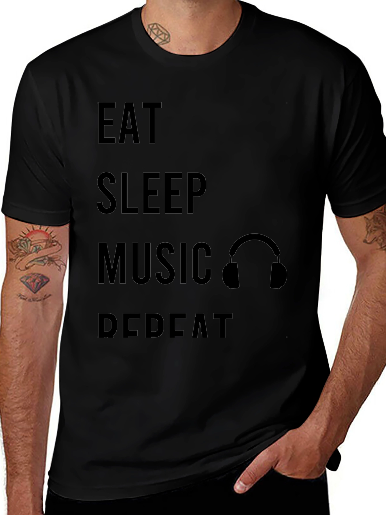 Eat Sleep Music Repeat Graphic T-Shirt