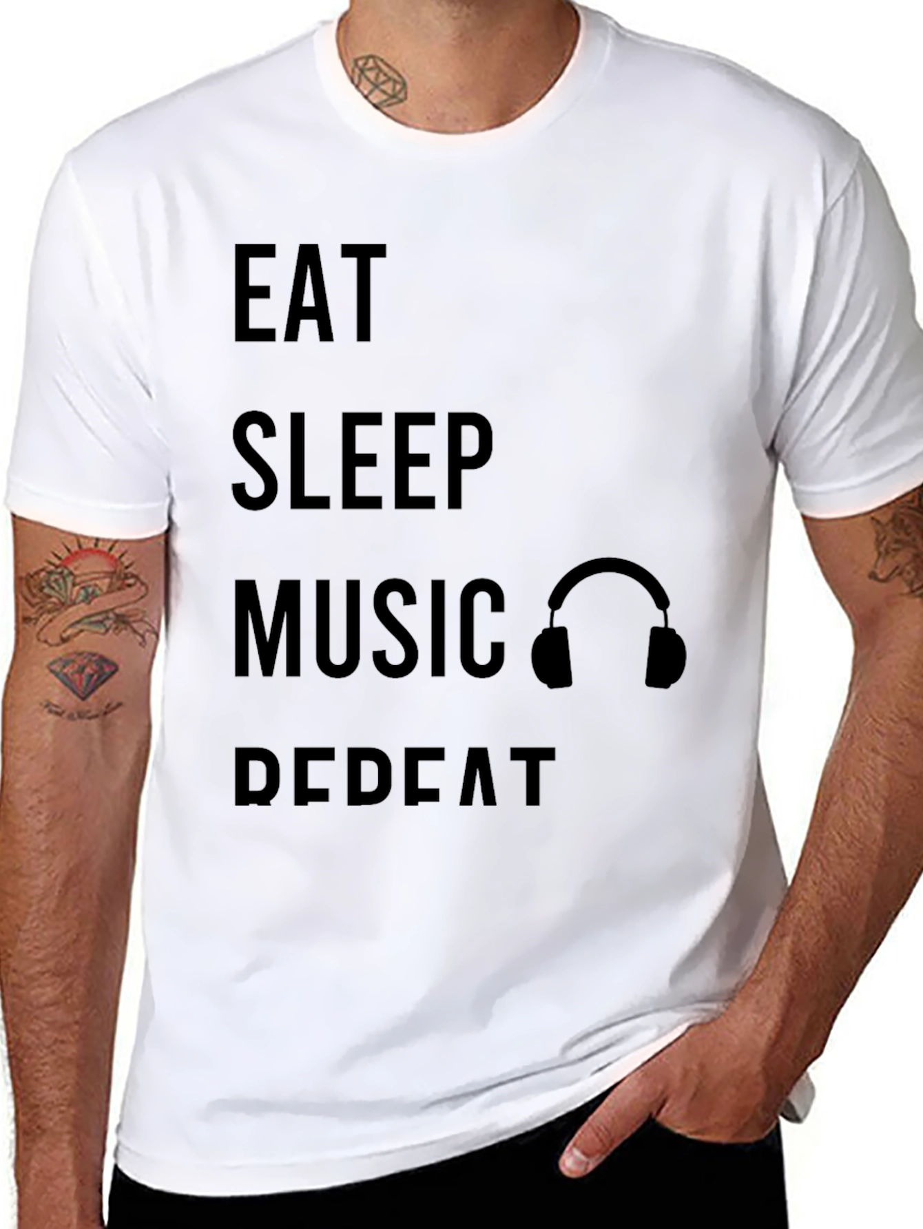 Eat Sleep Music Repeat Graphic T-Shirt