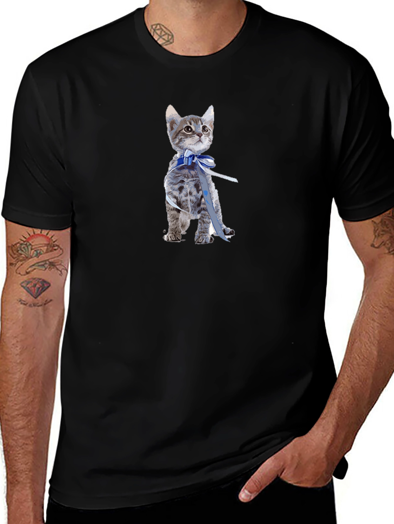 Kitten with Bow T-Shirt - Cute Cat Graphic Tee
