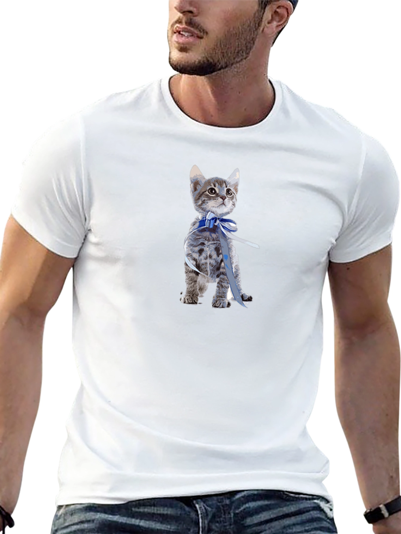 Kitten with Bow T-Shirt - Cute Cat Graphic Tee