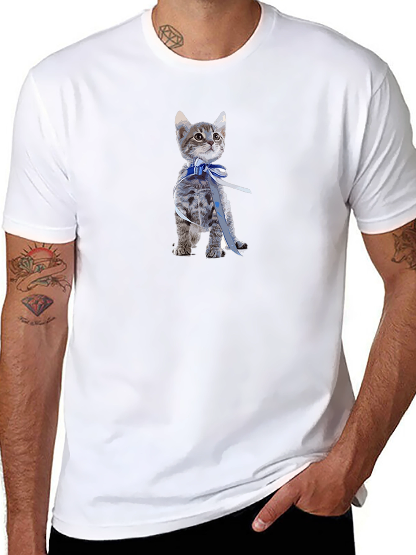 Kitten with Bow T-Shirt - Cute Cat Graphic Tee