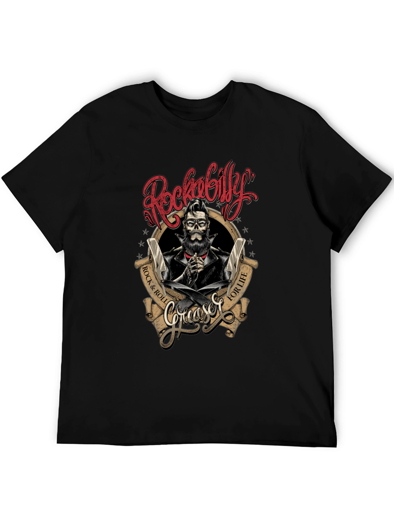 Rockabilly Greaser Skull T-Shirt