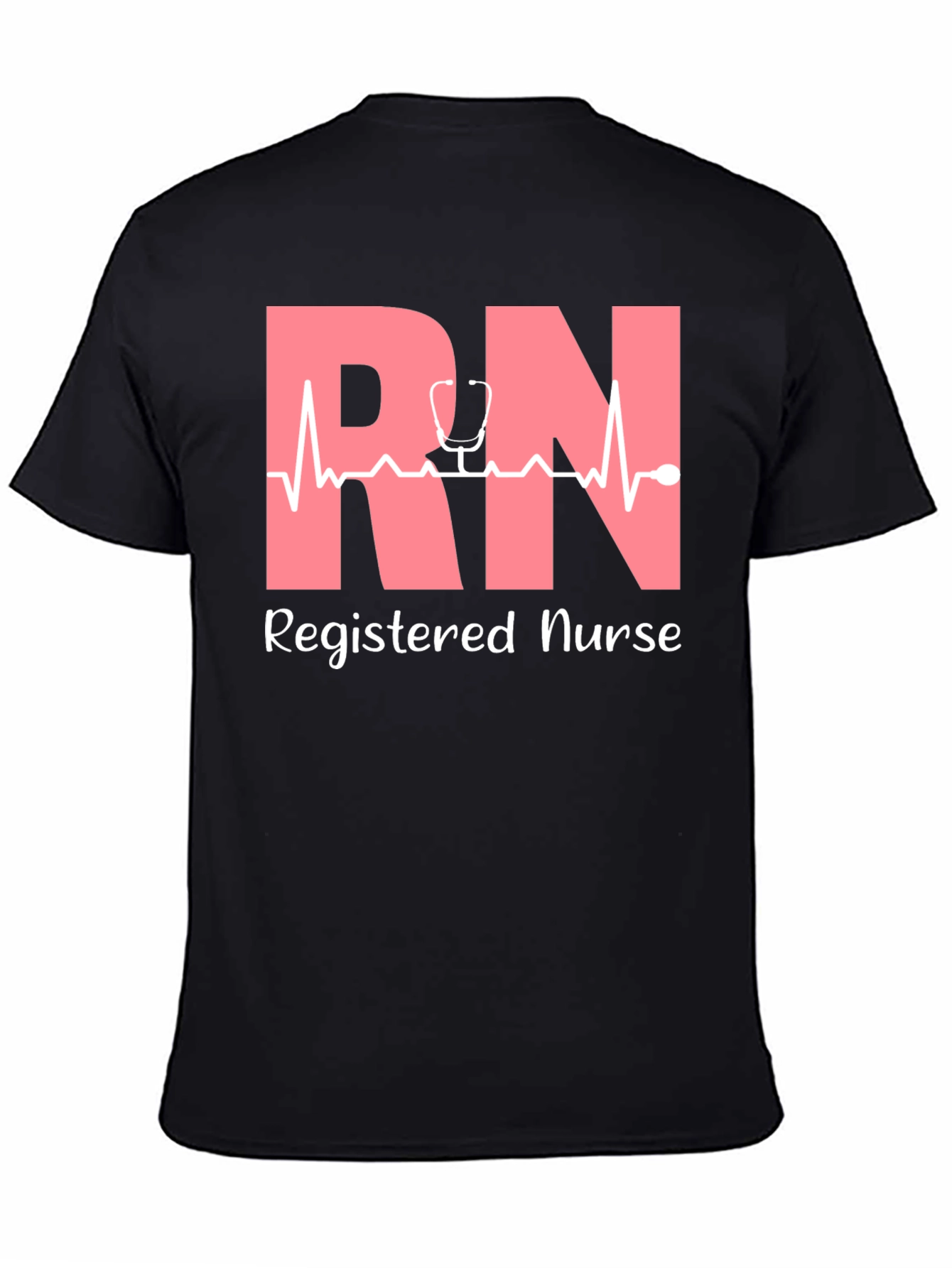 RN Registered Nurse T-Shirt - Stethoscope Heartbeat Design