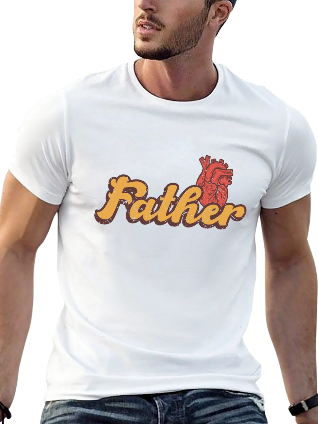 Father Heart Graphic Tee - Stylish Dad Gift