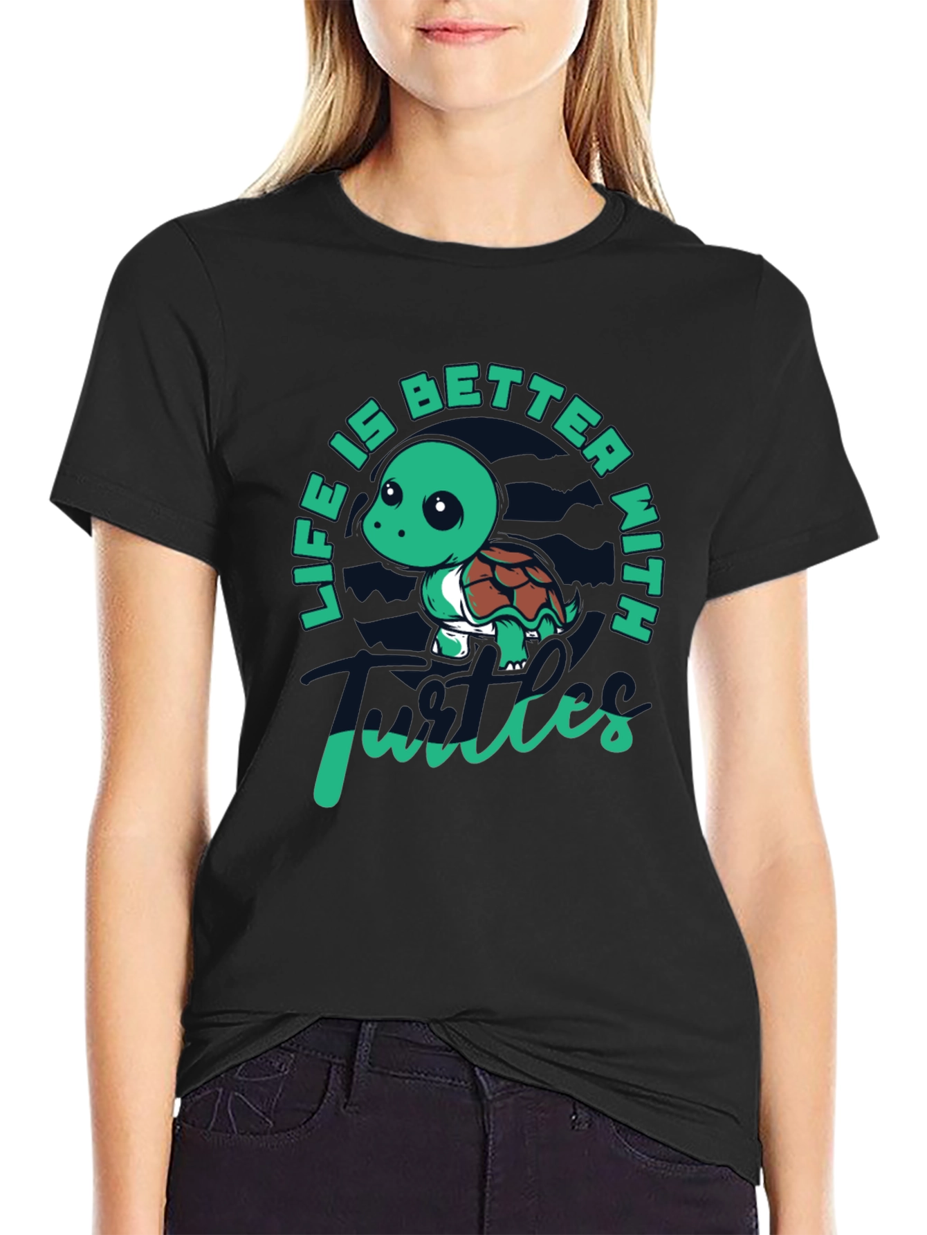 Life is Better with Turtles Black T-Shirt