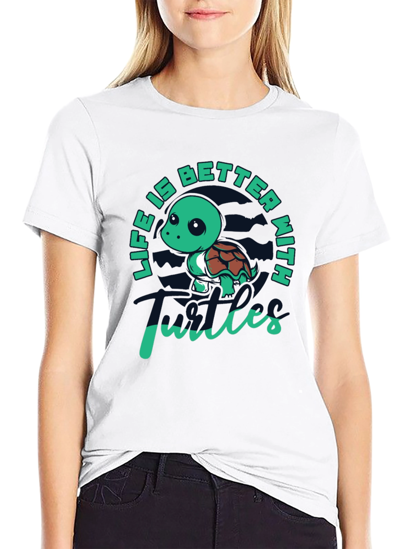 Life is Better with Turtles Black T-Shirt