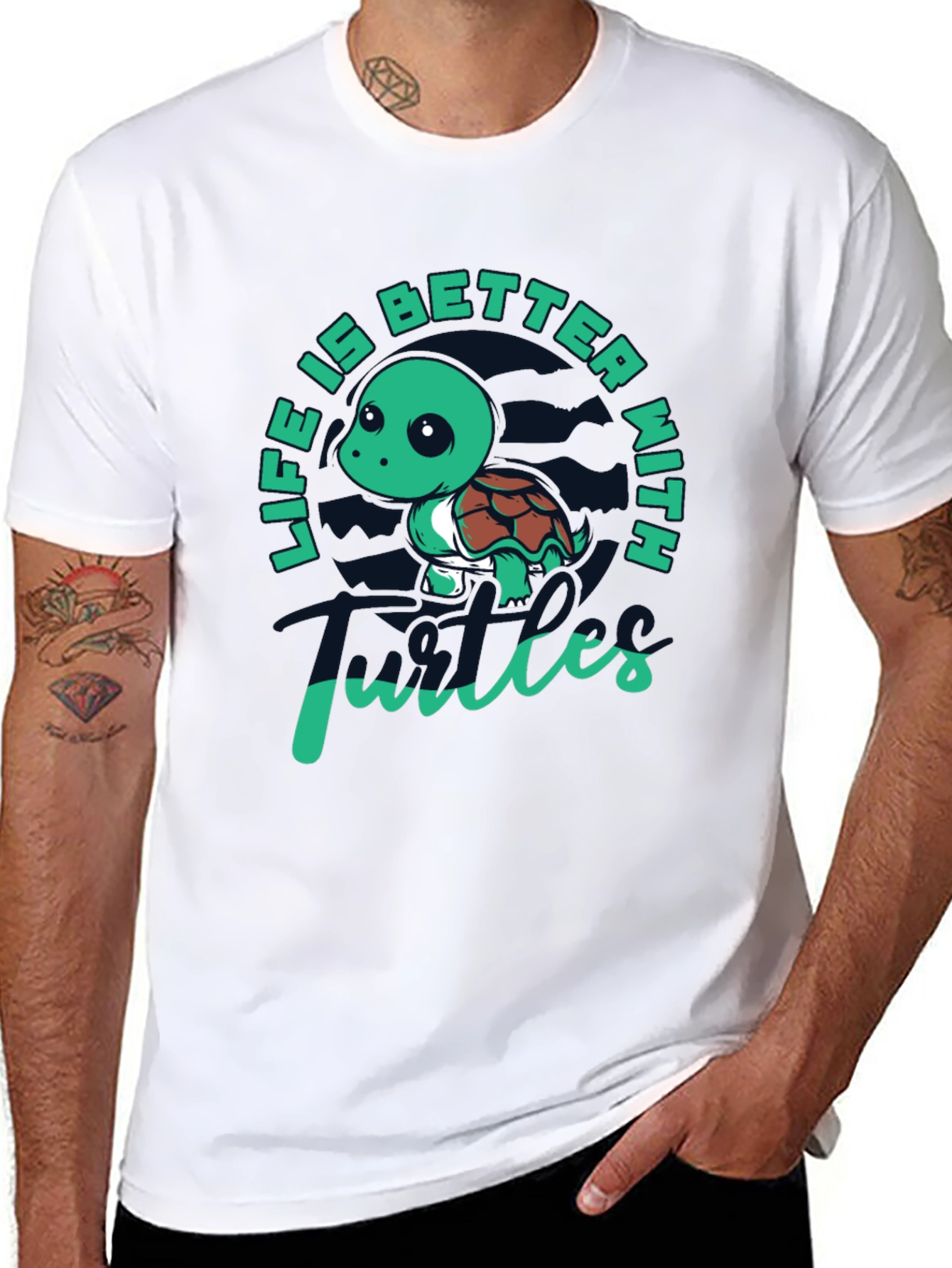 Life is Better with Turtles Black T-Shirt