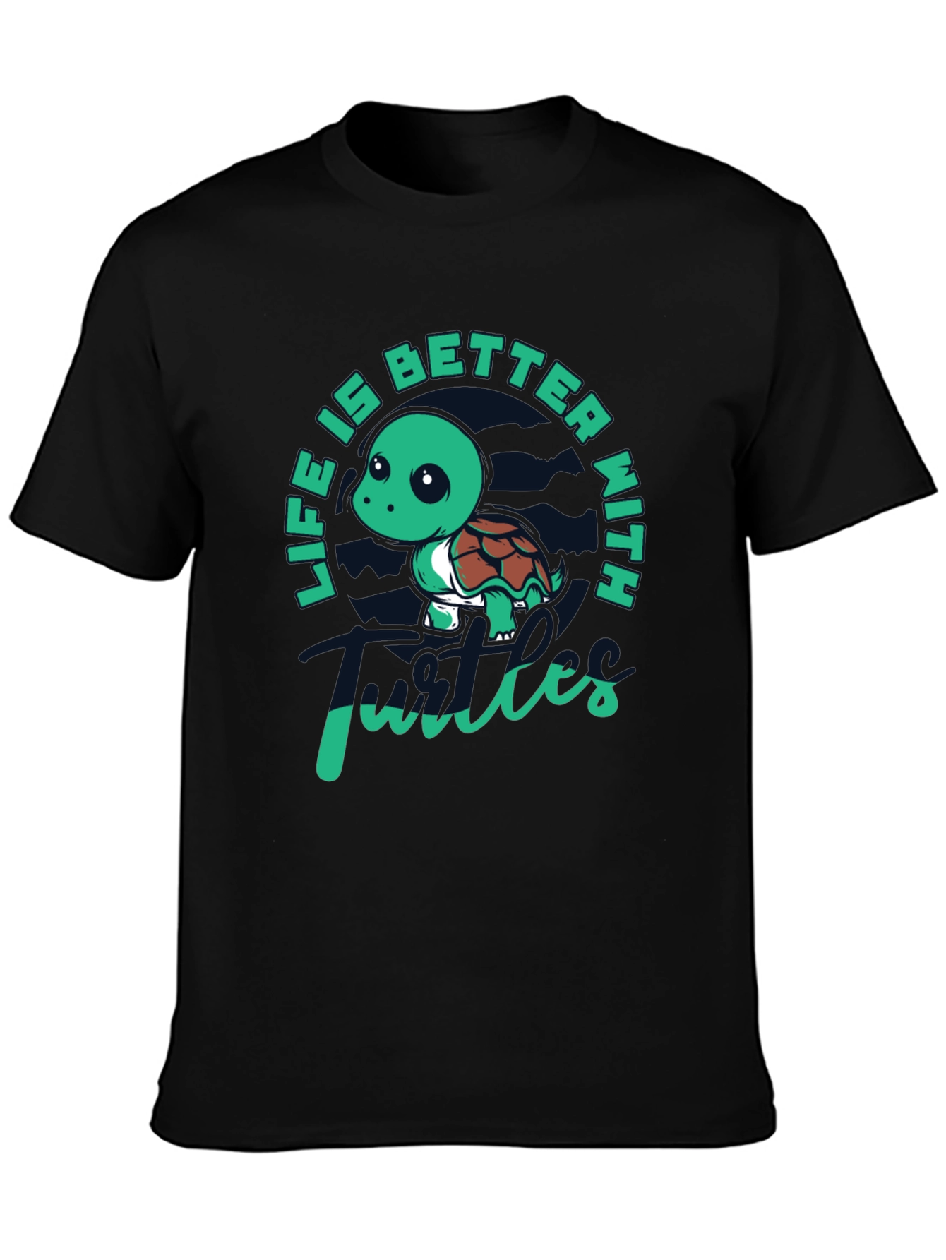 Life is Better with Turtles Black T-Shirt