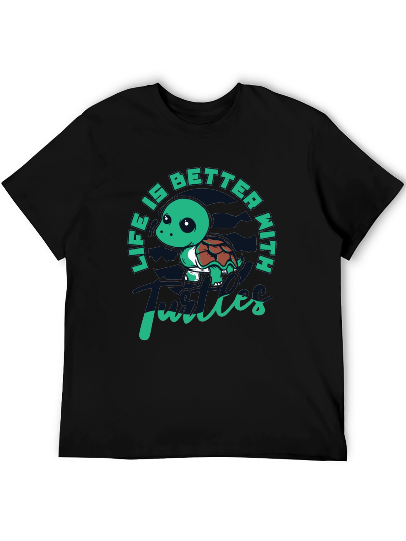 Life is Better with Turtles Black T-Shirt