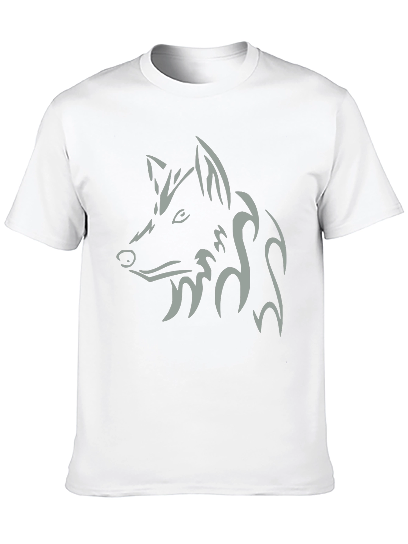 Mens Black T-Shirt with Tribal Wolf Design