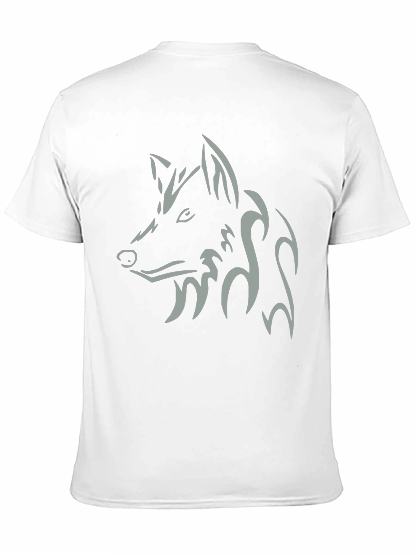 Mens Black T-Shirt with Tribal Wolf Design