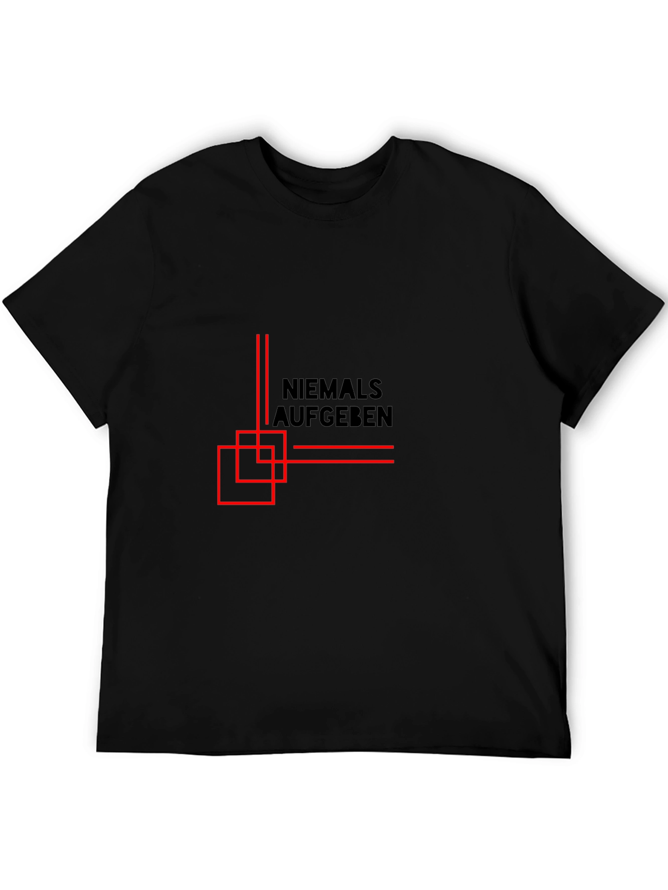 Never Give Up - Mens Black Graphic Tee