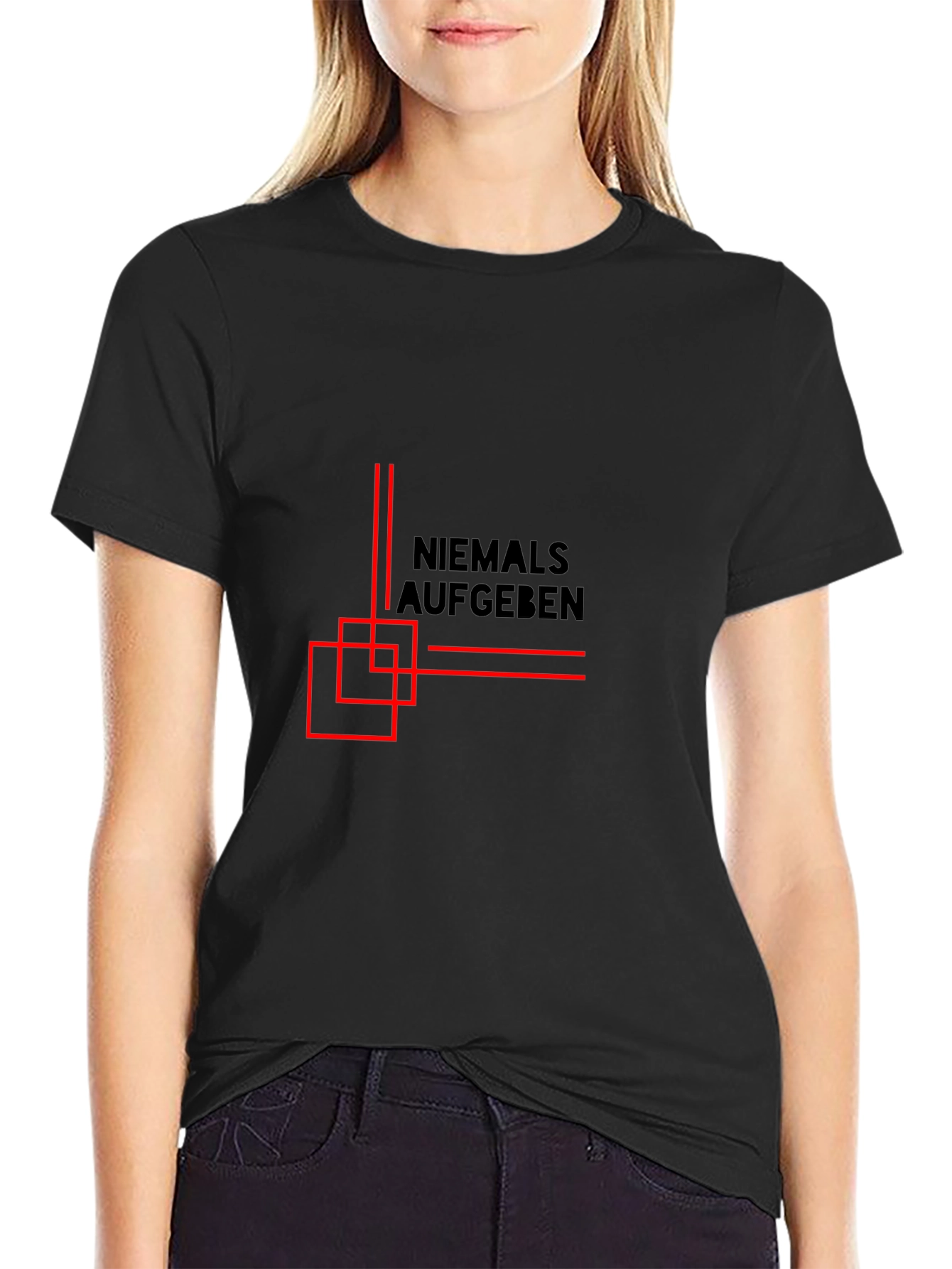 Never Give Up - Mens Black Graphic Tee
