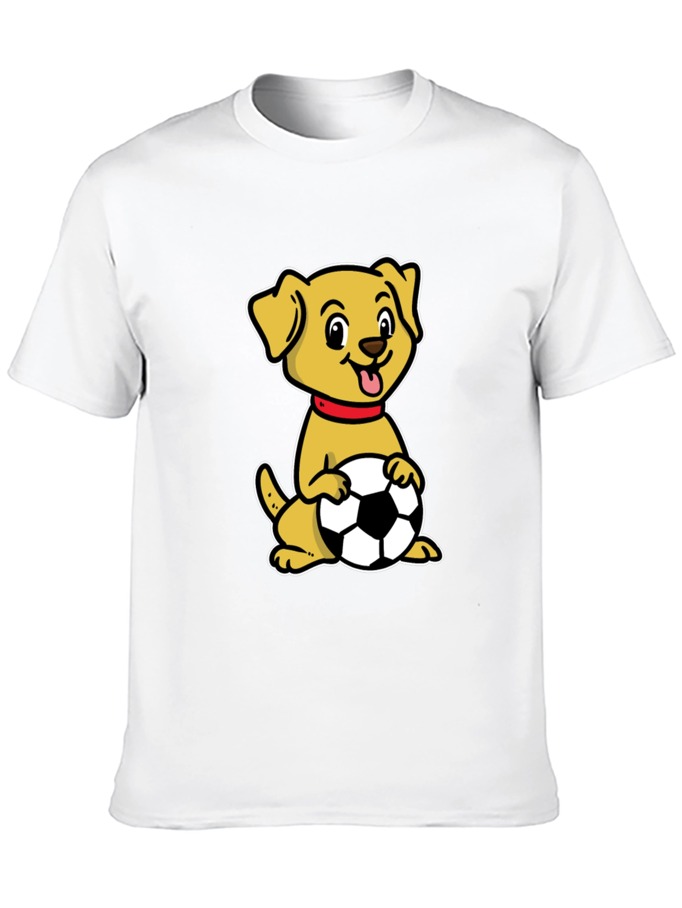 Dog with Soccer Ball Black T-Shirt