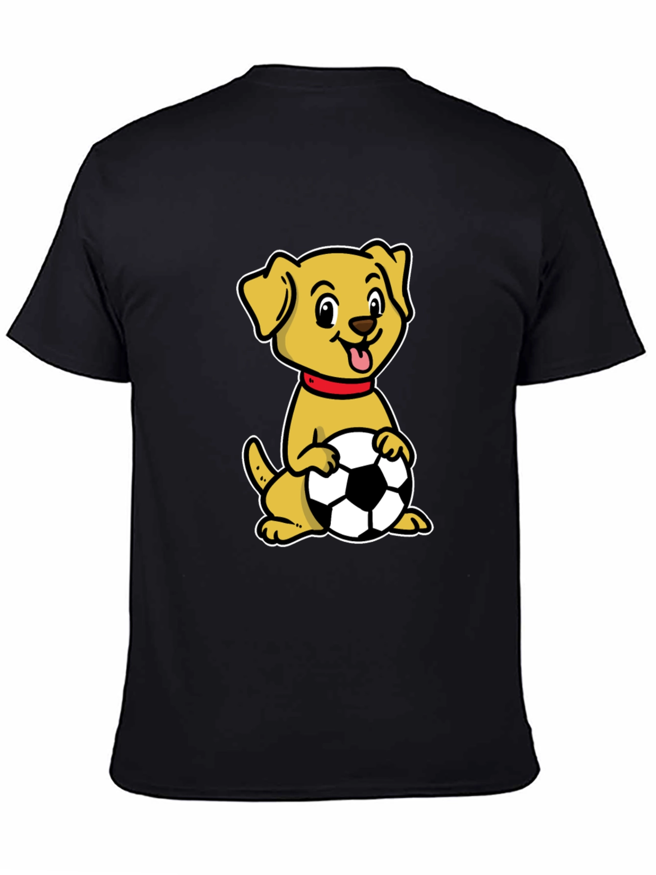 Dog with Soccer Ball Black T-Shirt