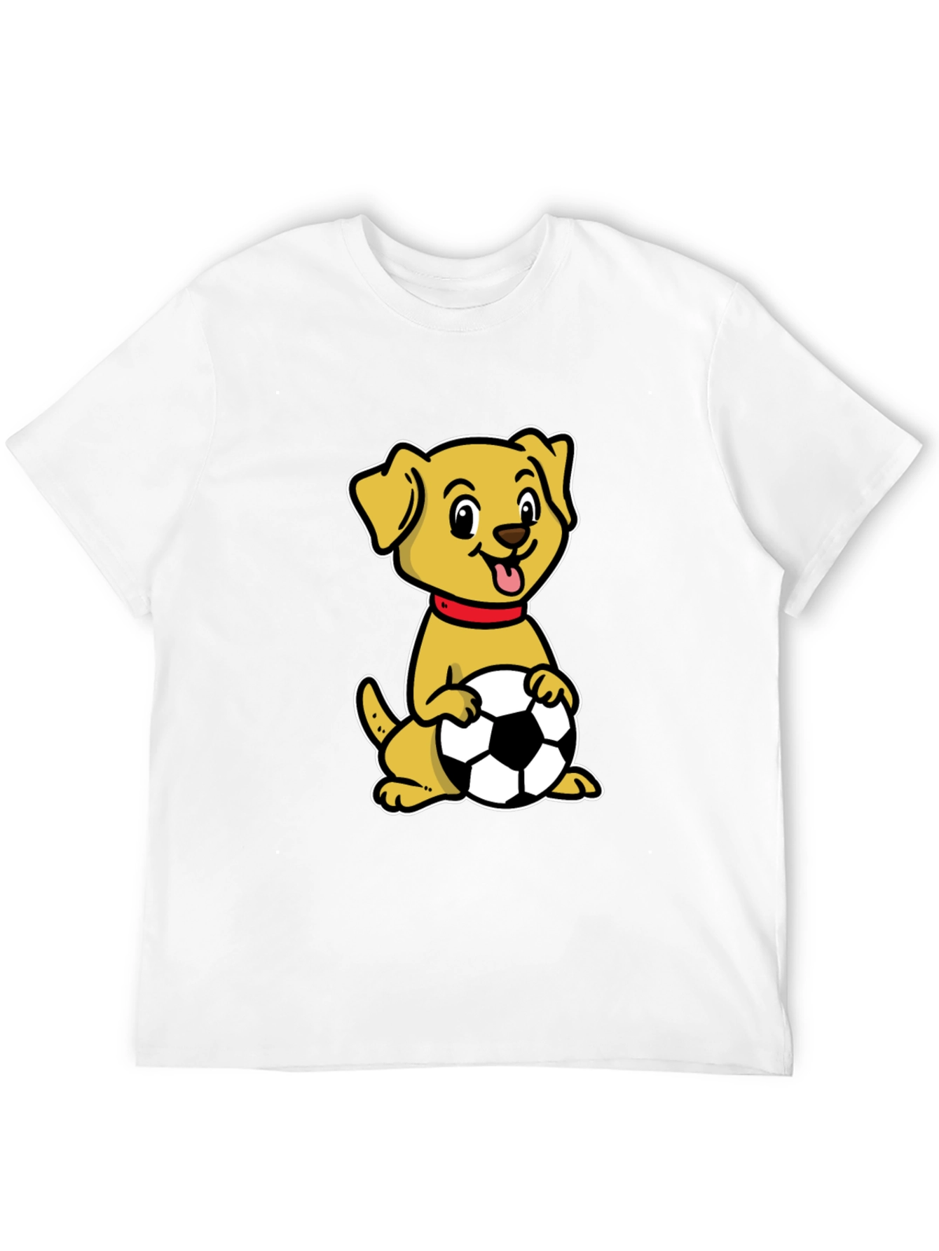 Dog with Soccer Ball Black T-Shirt