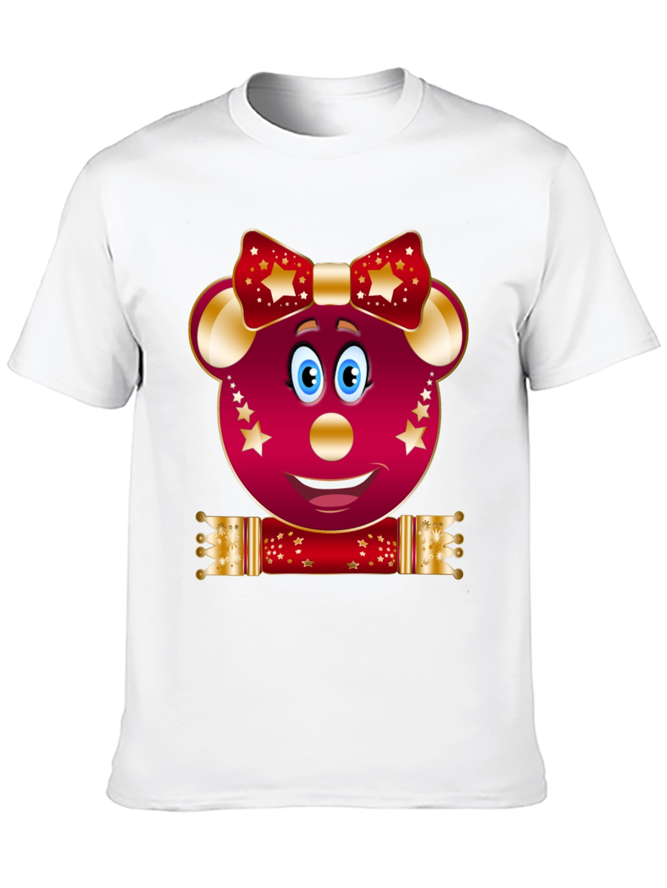 Festive Cartoon Mouse Black T-Shirt